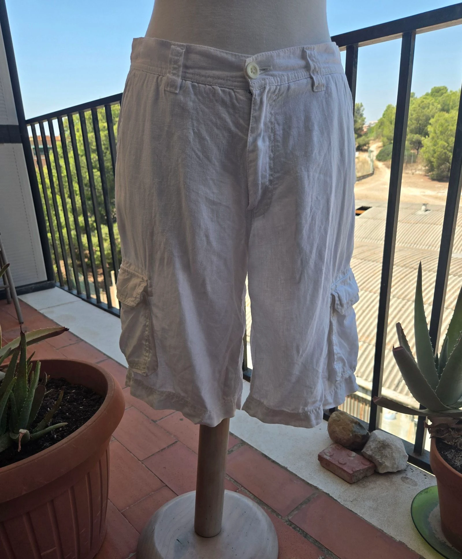 Bermudas cargo lino hombre